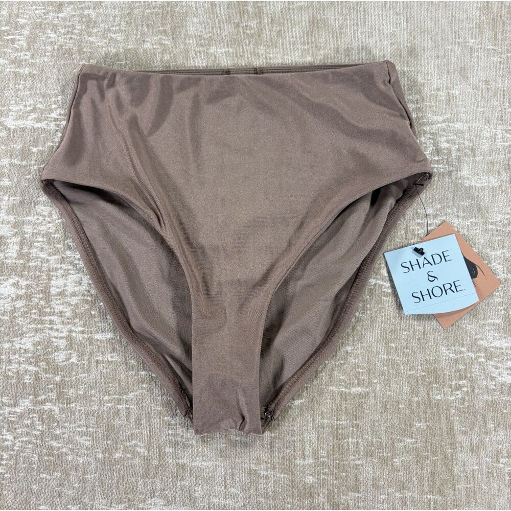 NWT Shade & Shore High Waisted Bikini Bottoms Brown Size XS